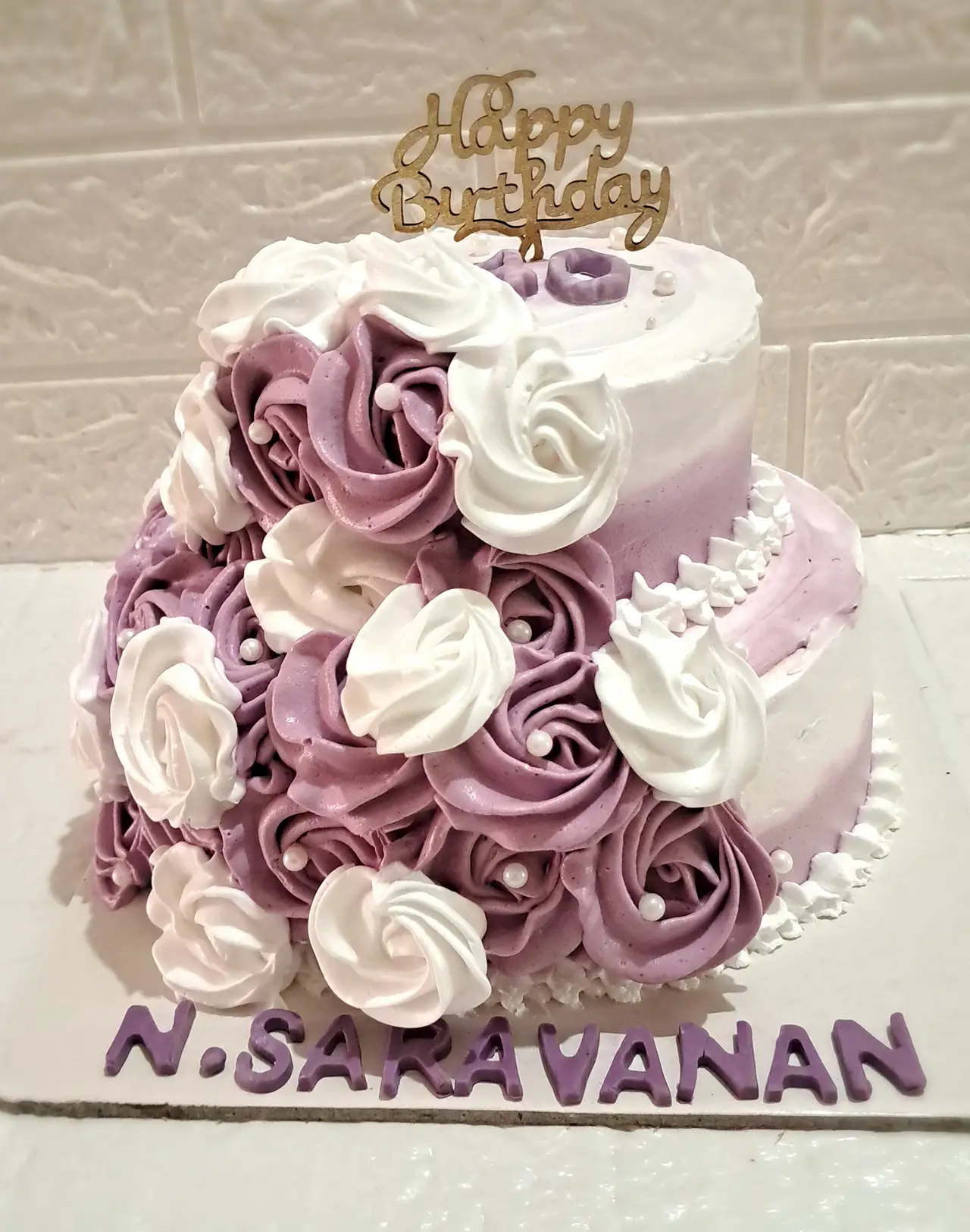 Beautiful pink floral birthday cake by Abi Home Baker Sathyamangalam
