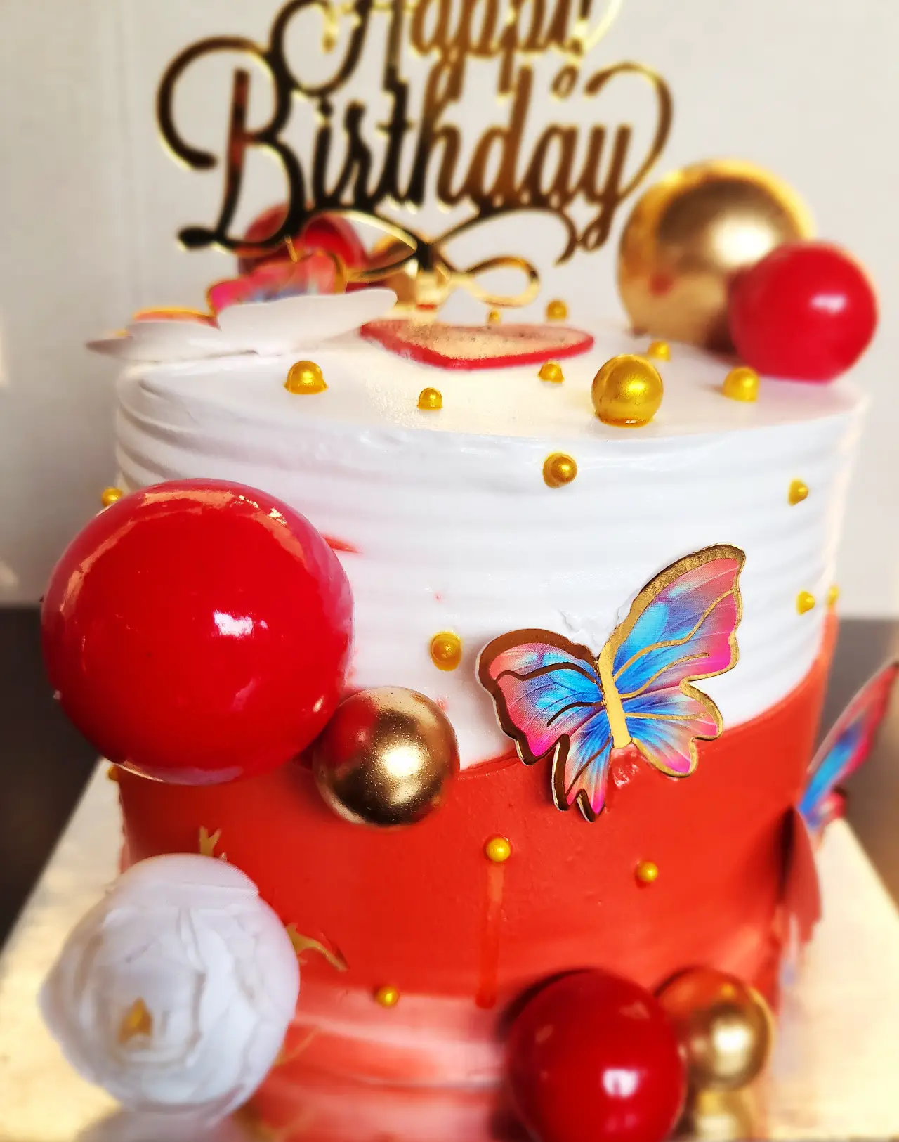 Homemade Fresh Cream Cake with fruit decoration